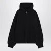 Balenciaga Washed Black Flipped Uni Regular Fit Zip Hoodie In Black