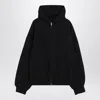 Balenciaga Washed Black Flipped Uni Regular Fit Zip Hoodie In Black