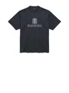 Balenciaga Washed Black T-shirt With Print In The Center Of The Chest. In Black