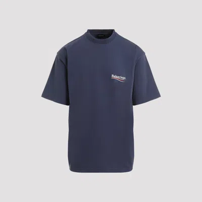 Balenciaga Washed Blue Cotton Large Fit T-shirt