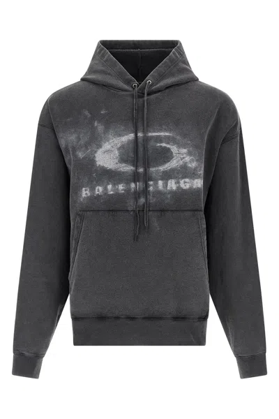 Balenciaga Crayon Loop Hoodie Drawstring Hood Kangaroo Pocket In Gray
