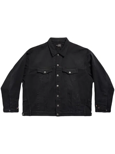 Balenciaga Cotton Denim Jacket In Dark Grey