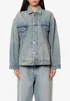 Balenciaga Light Blue Denim Hourglass Jacket In Blue