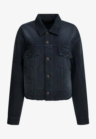 Balenciaga Washed Denim Jacket In Blue