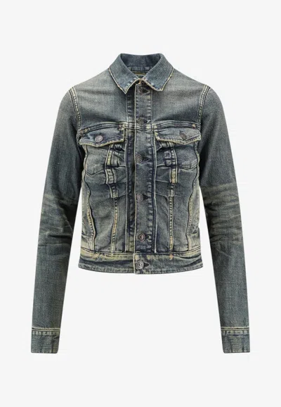 Balenciaga Washed Denim Jacket In Multi