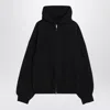 Balenciaga Washed Black Flipped Uni Regular Fit Zip Hoodie In Black