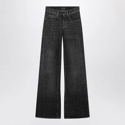 Balenciaga Washed Jeans With Jacquard Logo Detail In Blue
