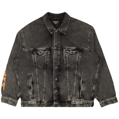 Pre-owned Balenciaga Washed Metal Oversized Denim Jacket 'black'