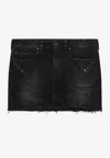 Balenciaga Washed Mini Denim Skirt In Black