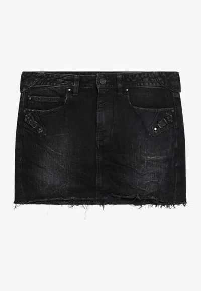 Balenciaga Washed Mini Denim Skirt In Black