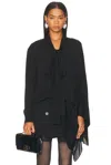 Balenciaga Asymmetric Black Silk Blouse With Scarf In Black