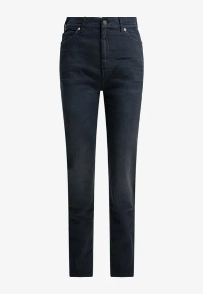 Balenciaga Washed Skinny-leg Jeans In Blue