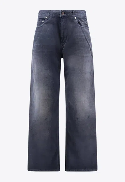 Balenciaga Curved Knee Pants Clothing In Blue
