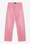 Balenciaga Loose Fit Unisex Trousers With Distressed Accents In Pink