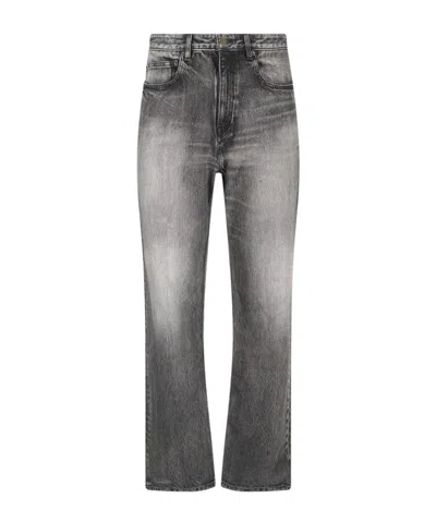 Balenciaga Washed Wide-leg Jeans In Gray