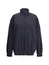 Balenciaga Modern High Collar Jacket Side Pockets In Blue