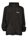 Balenciaga Polyester Jacket With Elastic Cuffs And Hooded Design In Black