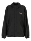 Balenciaga Polyester Jacket With Elastic Cuffs And Hooded Design In Black