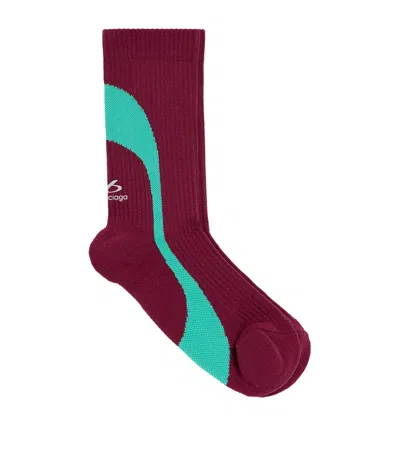 Balenciaga Wave Print Socks In Brown