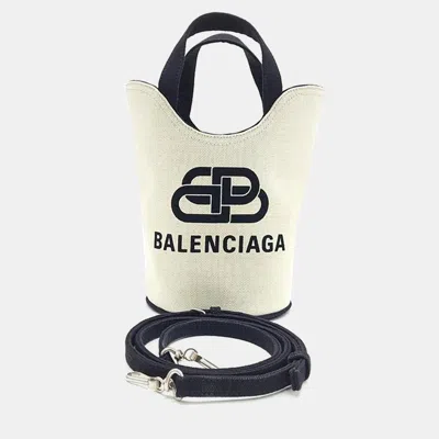 Pre-owned Balenciaga Ivory/black Wave Xs Shoulder Bag In Cream