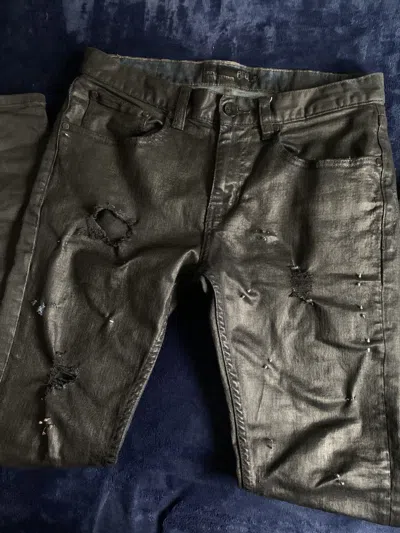 Pre-owned Balenciaga Waxed Skinny Pierced Jeans Swag 2000 Balenci Like Hedi 2000s In Black