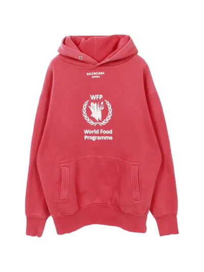 Pre-owned Balenciaga Wfp Logo Hoodie In Red