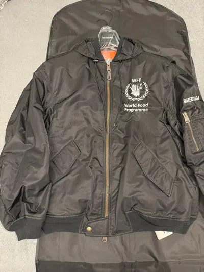 Pre-owned Balenciaga Wfp World Food Programme Bomber Jacket In Black