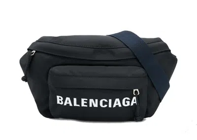 Pre-owned Balenciaga Wheel Belt Bag In Black Navy Blue