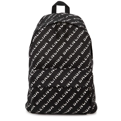 Balenciaga Wheel Logo-print Nylon Backpack In Black And White