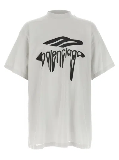 Balenciaga Grey 3b Liquefied Oversized T-shirt In White