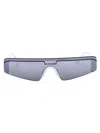 Balenciaga Grey Ski Rectangular-frame Sunglasses In Gray