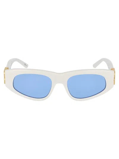 Balenciaga White Acetate Sunglasses In Blue