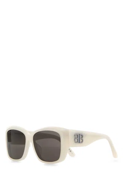 Balenciaga White Acetate Sunglasses In Neutral