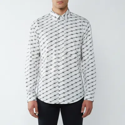 Pre-owned Balenciaga White All Over Bb Logo Cotton Oversized Shirt S