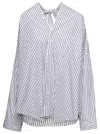 Balenciaga White And Blue Striped Shirt With Bow Detail In Cotton Woman In Multicolor