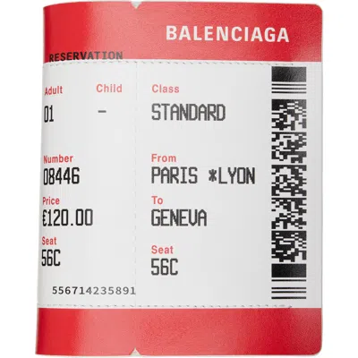 Balenciaga White & Red Passport Boarding Wallet In 1095-red/white