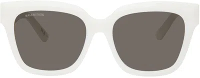 Balenciaga White Bb0237sa Sunglasses In 004 Shiny White Carb