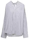 Balenciaga White And Blue Striped Shirt With Bow Detail In Cotton Woman In White