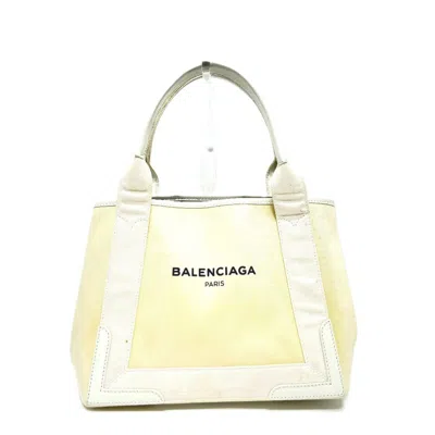 Pre-owned Balenciaga White Canvas Leather Handbag Tote Bag ()