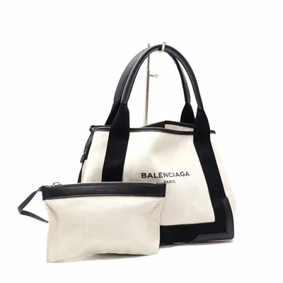 Pre-owned Balenciaga White Canvas Leather Tote Bag ()