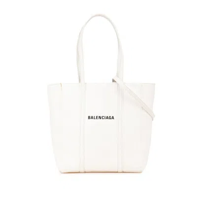 Pre-owned Balenciaga White Canvas Shoulder Bag Tote Bag ()