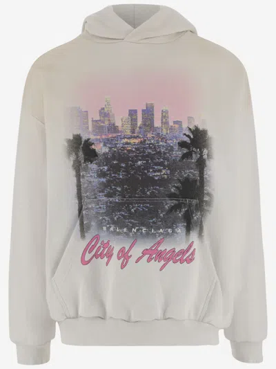Balenciaga White City Of Angels Cotton Sweatshirt
