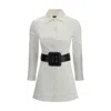 Balenciaga Longline Dress Belted At The Waist In White