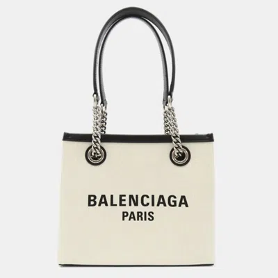 Pre-owned Balenciaga White Cotton Duty Free Tote Bag