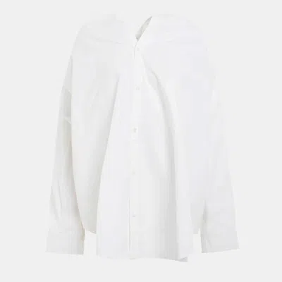 Pre-owned Balenciaga White Cotton Knotted Vareuse Shirt S