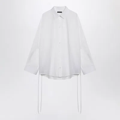 Balenciaga White Cotton Shirt With Lace-up Details In Multi