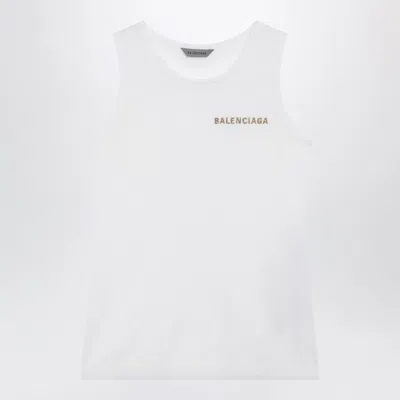 Balenciaga White Cotton-blend Knit Tank Top In Purple
