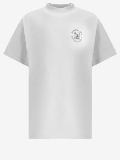 Balenciaga White Crewneck Logo Oversize T-shirt