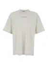 Balenciaga White Crewneck T-shirt With Logo Lettering On Front And Rear In Cotton Man In Gray