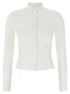 Balenciaga Collared Long Sleeve Ruched Top In White